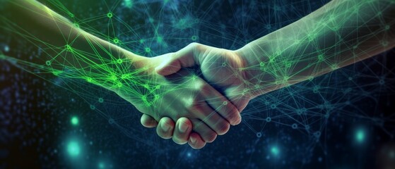 Business networking concept with focus on customer support. A handshake that symbolizes cooperation and partnership between enterprises. Generative AI