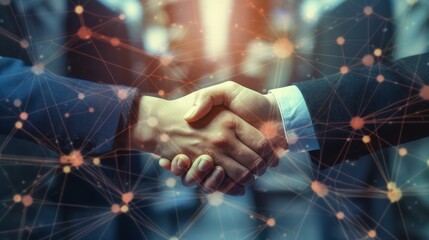 Business networking concept with focus on customer support. A handshake that symbolizes cooperation and partnership between enterprises. Generative AI