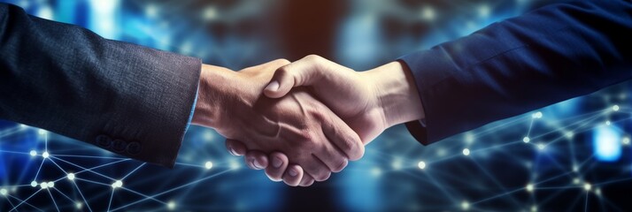 Business networking concept with focus on customer support. A handshake that symbolizes cooperation and partnership between enterprises. Generative AI