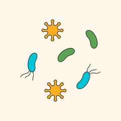 H. pylori bacteria, Infection illustration. Helicobacter pylori outline vector illustration for social media or web. Bacteria illiustration.