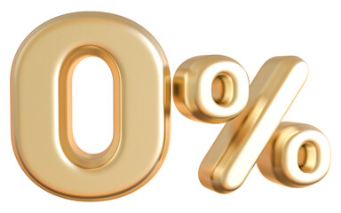 0 Percentage Gold 3D Number Discount