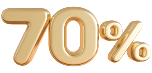 70 Percentage Gold 3D Number Discount