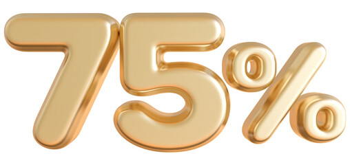 75 Percentage Gold 3D Number Discount