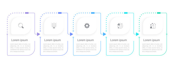 Competitive opportunity infographic chart design template. Editable infochart with icons. Instructional graphics with 5 step sequence. Visual data presentation. Arial, Merriweather Sans fonts used