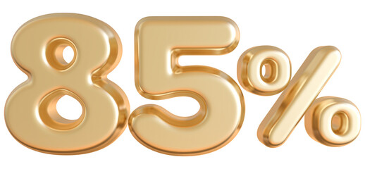 85 Percentage Gold 3D Number Discount