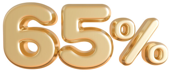 65 Percentage Gold 3D Number Discount