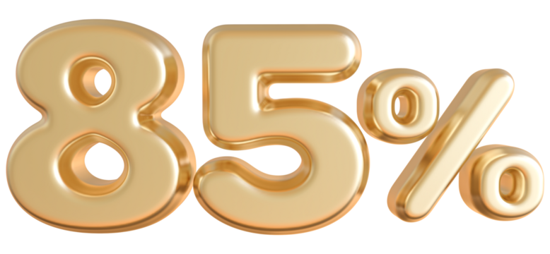 85 Percentage Gold 3D Number Discount