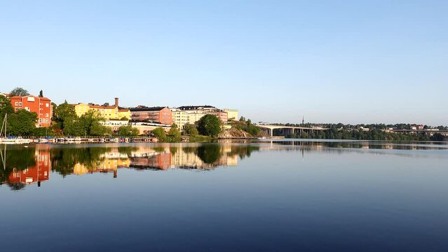 Stockholm, Sweden The sun rises over the Grondal neighborhood in the south of town. 