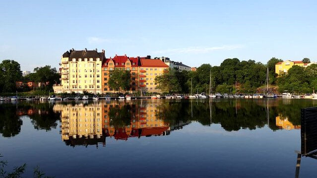 Stockholm, Sweden The sun rises over the Grondal neighborhood in the south of town. 