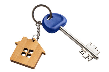 House key with house shaped keychain, cut out