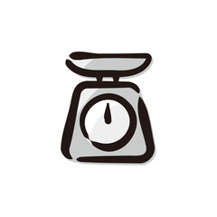 Kitchen scale - Kitchen tool icon/illustration (Hand-drawn line, colored version)