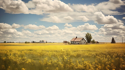 farm landscape with barn in background
