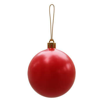 Red Christmas ball isolated on transparent background, PNG. Xmas holiday bauble