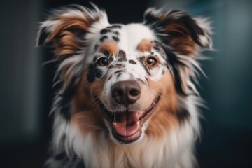 portrait of happy dog looking straight into the camera with its tongue out, created with generative ai