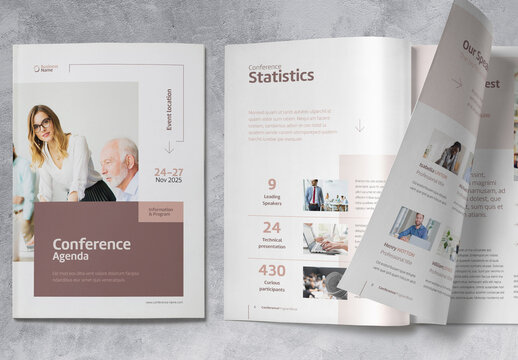 Conference Agenda Template with Brown and Beige Accents