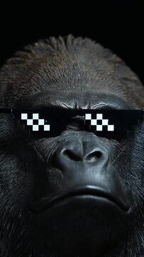 vertical video of gorilla sunglasses dark background