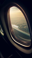 Fototapeta premium Breathtaking view from the airplane window. Great view. Generative AI