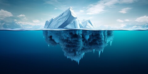 Fototapeta na wymiar Iceberg - Underwater Risk - Global Warming Concept - 3d Rendering