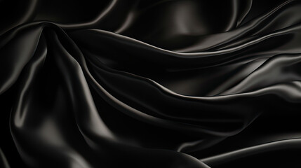 Obraz premium Schön drapierter schwarzer Satin-Stoff.