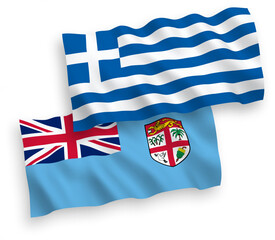 Flags of Greece and Republic of Fiji on a white background