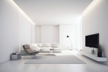 a minimalist interior with clean lines and simple shapes, showcasing the essence of the space, created with generative ai