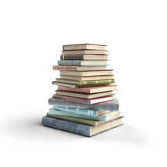 Stack of colorful books on white background, ai generated
