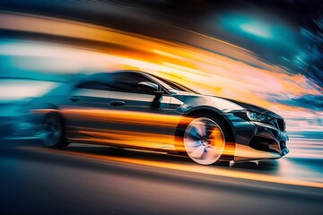 Naklejka premium Car in motion background, ai generated
