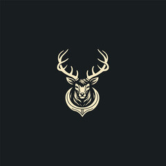 Deer head hipster retro logo design vector illustration