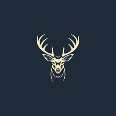 Deer head hipster retro logo design vector illustration