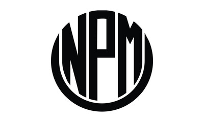 NPM shield with round shape logo design vector template | monogram logo | abstract logo | wordmark logo | lettermark logo | business logo | brand logo | flat logo. - obrazy, fototapety, plakaty