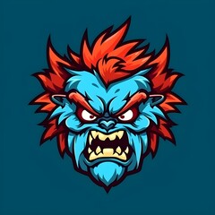 Abstract mascot character face in bright vivd colors, ai generated