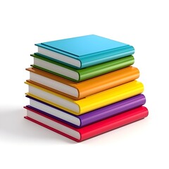 Stack of colorful books on white background, ai generated