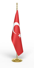 3d render turkish office flag (clipping path)