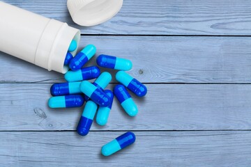 A medication pills drug on the home desk