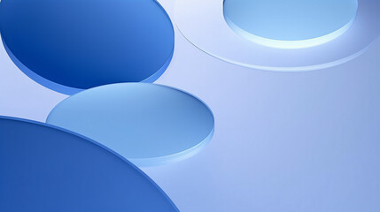 Blue glowing circle with transparent gradient glass background 3D rendering