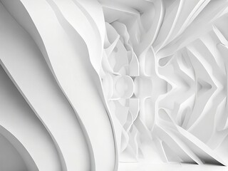 Mesmerizing minimalist white abstract 3D background with waves pattern, created with generative AI