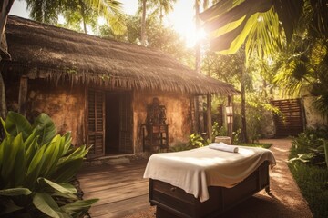 wellness retreat with variety of massages, including deep tissue and hot stone, created with generative ai
