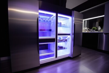 energy-efficient fridge with led lighting and sleek design, created with generative ai