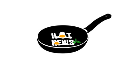 hot news, Vector banner, inscription of scrambled eggs in a frying pan