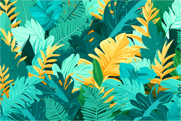 Fototapeta na wymiar Exotic Foliage Wallpaper (AI-Assisted) Vector available