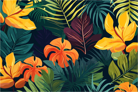 Exotic Foliage Wallpaper (AI-Assisted)
Vector available