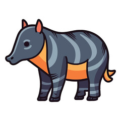 Fototapeta na wymiar Adorable Rainforest Charmer: Vibrant 2D Illustration Featuring a Cute Tapir