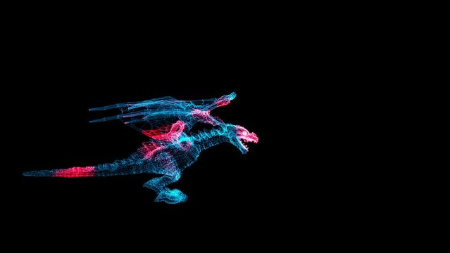 3D Dragon Scan. Dragon Scanning Interface. HUD Dragon analyze. Medical Science Anatomy concept. For title, text, presentation. 3d animation 60 FPS