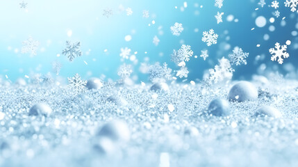 blue christmas background with snowflakes created with Generative AI