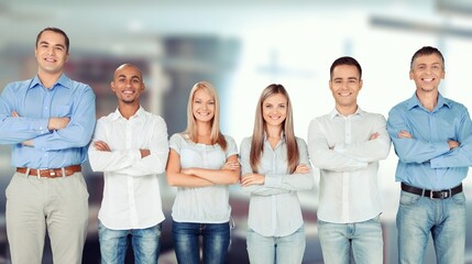 Corporate working team members in office