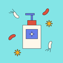 Antibacterial soap illustration. Vector. Hygiene illustration.