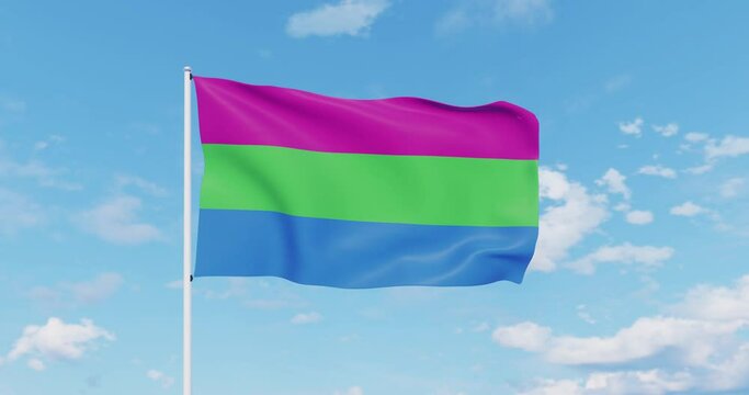 Polysexual Pride Flag Waves in the Wind
