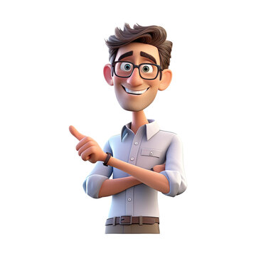 3D Cute cartoon male teacher character on transparent background. Generative AI