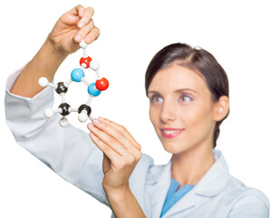 Female Scientist Holding a Molecular Structure