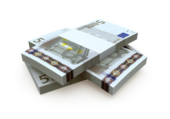 3d render Euro 5 banknote currency (clipping path)